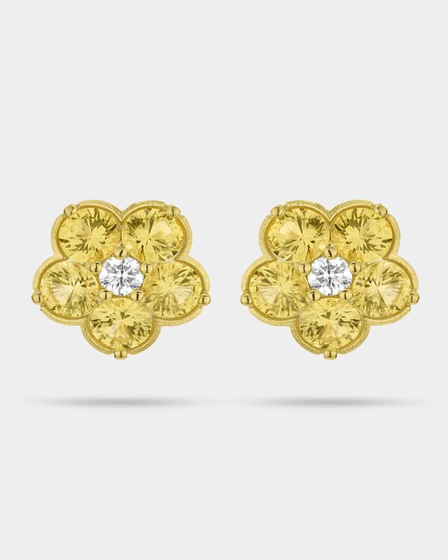 12mm Wild Child Stud Earrings with Diamonds and Yellow Sapphires